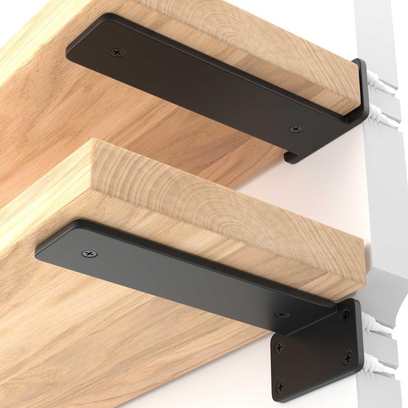 LEOPO 6 Inch Heavy Duty Floating Shelf Bracket  4 Pack Rustic Industrial Hidden Metal Shelf Bracket for Kitchen  Bathroom  1/5Thick - Image 1